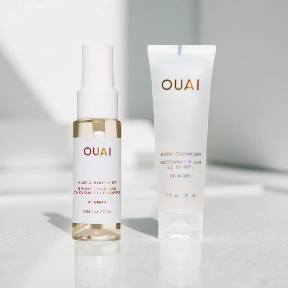OUAI St. Barts Mini Travel Size Hair & Body Mist + Body Cleanser (2 piece set)